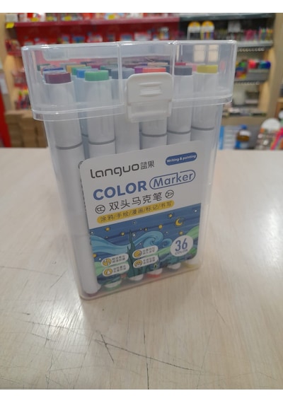 Languo twinn çift uçlu marker kalem 36lı set özel kutusunda