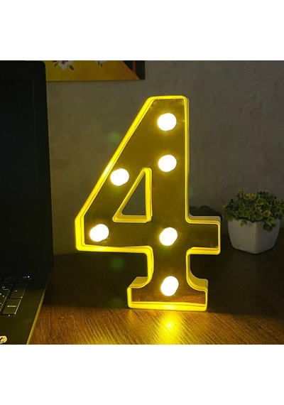Dekoratif Led Işıklı 3D 4 Rakamı Büyük Boy Organizasyon Doğum Günü Kutlam