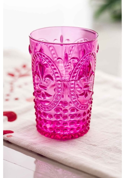 Akrilik Pembe Tekli Kısa Bardak & Su Meşrubat Kahve Yanı Bardağı 400 ml ( Cam Değildir )