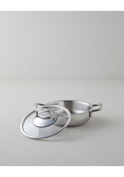 English Home Glow Çelik Cam Kapaklı Sahan 16x5 Cm Silver Silver