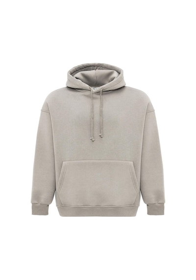 Vamos Basic Oversize Kapüşonlu Sweatshirt Açık Vızon