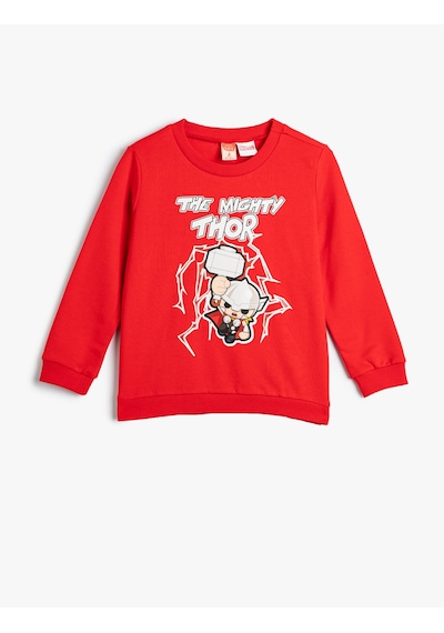 Koton Thor Sweatshirt Lisanslı Uzun Kollu Bisiklet Yaka Pamuklu Şardonlu Kırmızı 4wmb10367tk Kırmızı