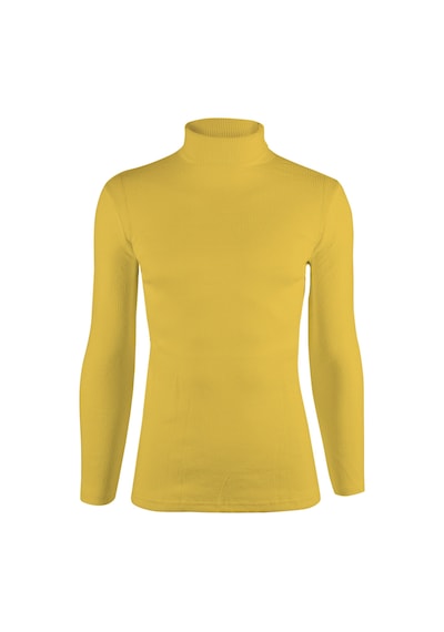 Erkek Sarı Balıkçı Yaka Boğazlı Slim Fit Kazak Sarı