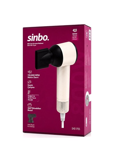 Pembe Saç Kurutma Makinesi 110.000 Rpm Sessiz Çalışma - 3 Hız - Sıcaklık Ayar Shd-1755 5580