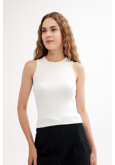 Cotenconcept Halter Yaka Fitilli Fitted Askılı Tişört-beyaz Beyaz