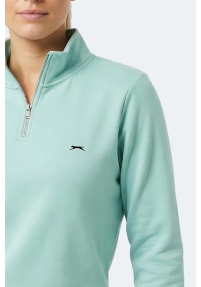 Slazenger Maxıs I Kadın Dik Yaka Fermuarlı Turkuaz Sweatshırt Turkuaz
