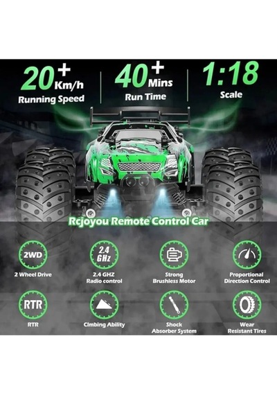Uzaktan Kumandalı Full Fonksiyon 2.4g 1:18 Şarjlı High Off Road Araba Led Işıklı