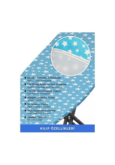 Magic Lady Ütü Masası Kılıfı Örtüsü Bezi İnce Süngerli Ayarlanabilir 133 X 50 Cm Düz Gri