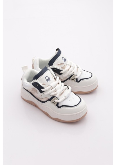 Benetton Bni-12157 Kadın Sneaker Ayakkabı Beyaz Lacivert