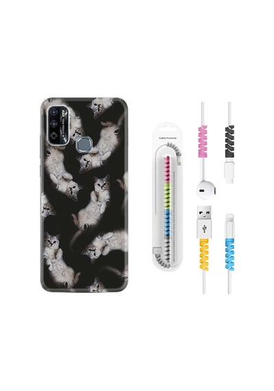 Infinix Hot 9 Play Kılıf Kablo Koruyuculu Sevimli Kedicikler 1785