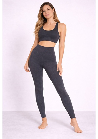 Pantofit Şardonlu Yüksek Bel Kadın Tayt Toparlayıcı Slim Fit Kışlık Ka Gri
