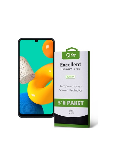 Samsung Galaxy M32 ile Uyumlu Temperli Ekran Koruyucu Kırılmaz Cam Ekonomik 5'li Paket