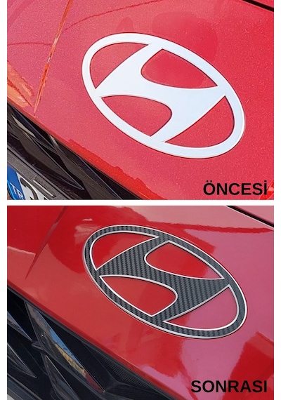 Hyundai İ20 Amblem Kaplama Sticker Set - Mat Karbon Siyah