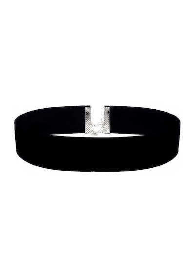 Siyah Kadife Kadın Choker Kolye Gümüş