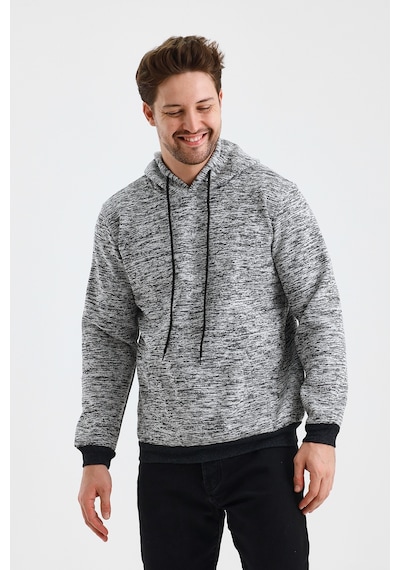 Monox Erkek Kapşonlu Kırçıllı 3 İplik Sweatshirt Antrasit