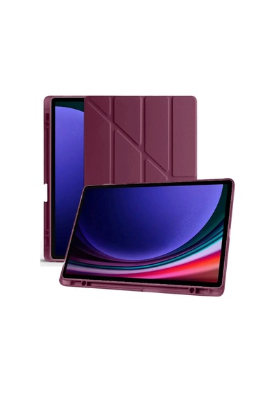 Galaxy  Uyumlu  X610 Tab S9 Fe Plus 12.4 Kılıf Kalemlikli Mars Tablet Kılıfı - Mürdüm Arka Kapak