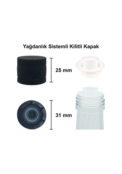 Afracam 500 ml Yeşil Zeytinyağı Kapak ve Kapüşon Cam Şişe 6 Adet
