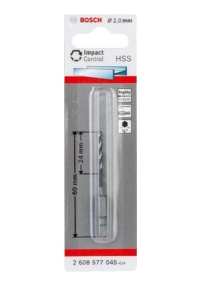 2,0 Mm X 60 Mm Hss Matkap Ucu, Metal Delme İçin