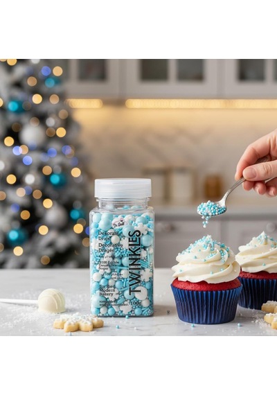 Açık Mavi Pasta Cupcake Süsleme Şekeri 100 G Yılbaşı Konseptli Dekor Şekeri