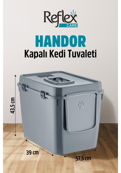 Reflex Care Handor Kapalı Kedi Tuvaleti Gri 57,5 X 43,5 X 39 Cm