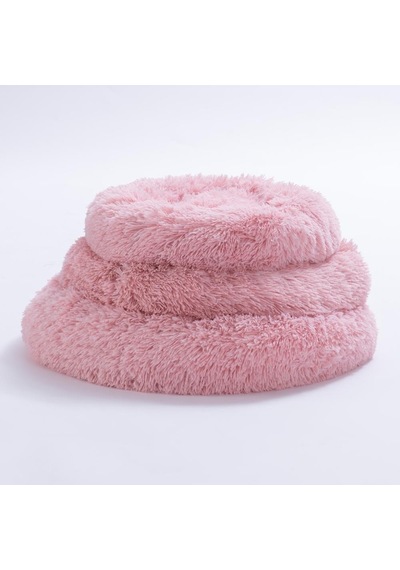 Pembe Donut Köpek Yatağı Kedi Yatağı Simit Yatak Anti-stress Pet Yatağı Peluş Yatak M