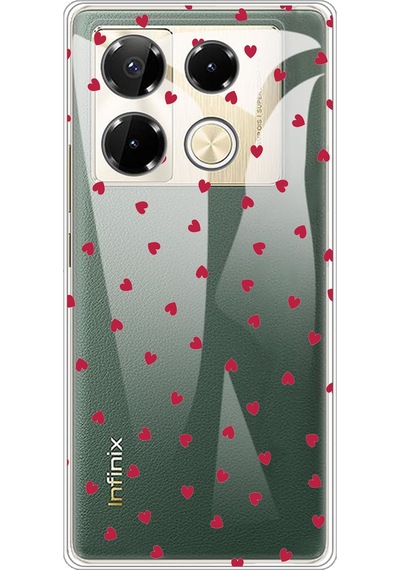 Infinix Note 40 Pro Uyumlu Kırmızı Kalpler Tasarımlı Baskılı Silikon Kılıf Renkli