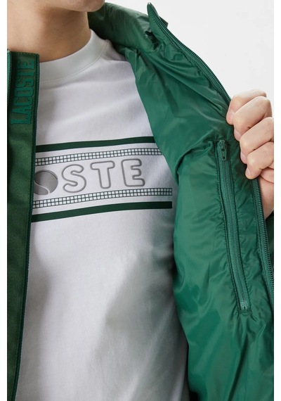 Lacoste Synthetic Fill Jacket Gizlenebilir Kapişonlu Şişme Erkek Mont Yeşil Yeşil