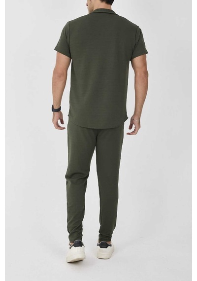 Mcz Giyim Haki Renk Krep Kumaş Slim Fit Erkek Pantolon - Gömlek Alt Üst Takım