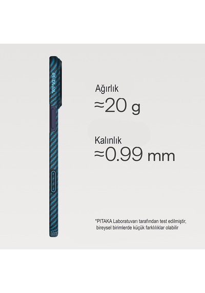Apple Uyumlu iPhone 17 Pro Kılıf M-safeli Kamera Kontrol Butonlu Aramid Fiber Pitaka Ultra-slim Kapak Siyah-mavi Siyah - Mavi