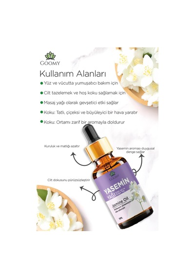 Goomy Yasemin Yağı %100 Doğal Bitkisel Uçucu Yağ Jasmine Oil 10ml 10 ML
