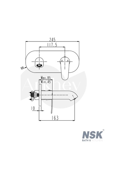 Nsk Lena Plus Ankastre Lavabo Bataryası - Krom / Smartbox İç Set Sıva Altı Grubu Dahil - Arkhev0016 Parlak Krom