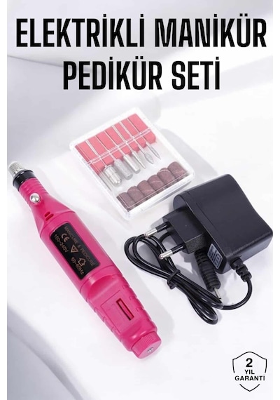Elektrikli - 442 - Manikür Pedikür Törpü Seti Protez Tırnak - Spt-gld - Nasır Temizleyici