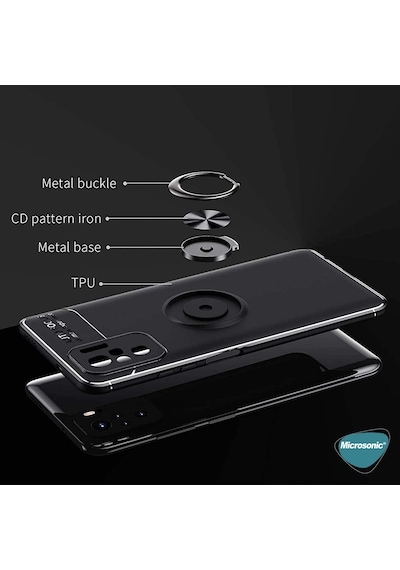 Microsonic Xiaomi Redmi Note 10S Kılıf Kickstand Ring Holder