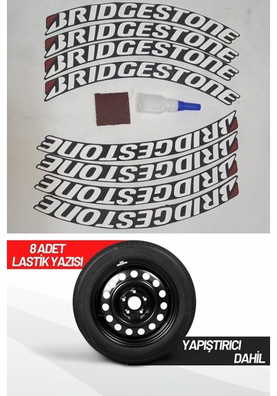 Bridgestone Motosiklet Ve Otomobil Araç 3d Oto Lastik Yazısı Sticker Arma 8 Adet