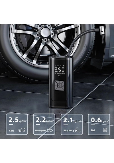 Valkyrie 100w 6000mah Şarjlı Araba Lastik Hava Pompası Led Işıklı Çok Amaçlı Bisiklet Yatak Top Pompası
