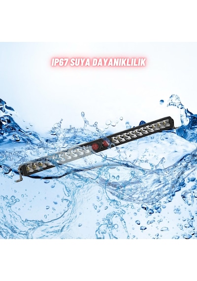 Off-road Premium Tavan Led Bar 80 Cm Beyaz Işık Projektör Kırmızı Göz Gündüz Led Metal Gövde 12-24v