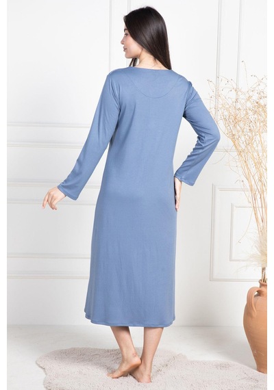 Mecit Pijama Mecit 6106 İndigo Büyük Beden Kadın Gecelik İndigo