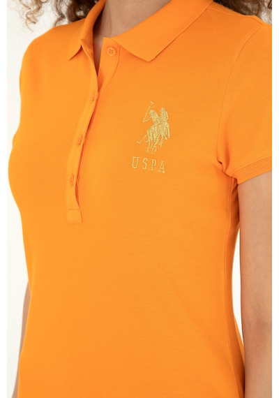 U.S. Polo Assn. Kadın Turuncu Polo Yaka Mini Boy Örme Elbise 50280069-VR051