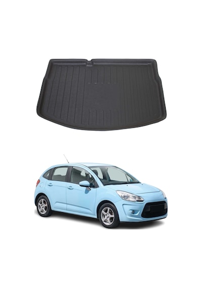 Citroen C3 2010-2016 Arası Uyumlu Araca Özel Kauçuk Tpe Bagaj Havuzu Siyah Kalın Stepneli Model İçin