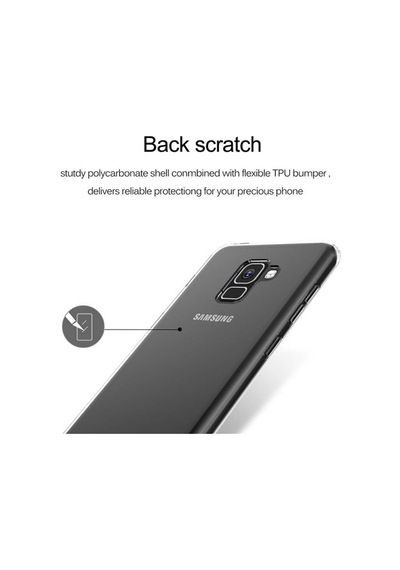 Samsung Uyumlu Galaxy A8 2018 Kılıf Şeffaf Silikon Hibrit Case Renksiz