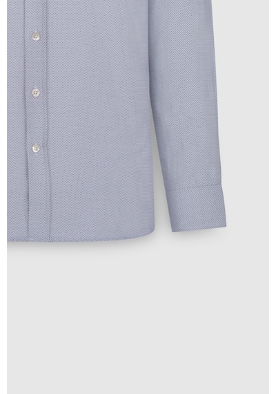 AC&Co / Altınyıldız Classics  Erkek Beyaz Lacı Pamuklu Slim Fit Dar Kesim Klasik Yaka Armürlü Gömlek Beyaz Lacı
