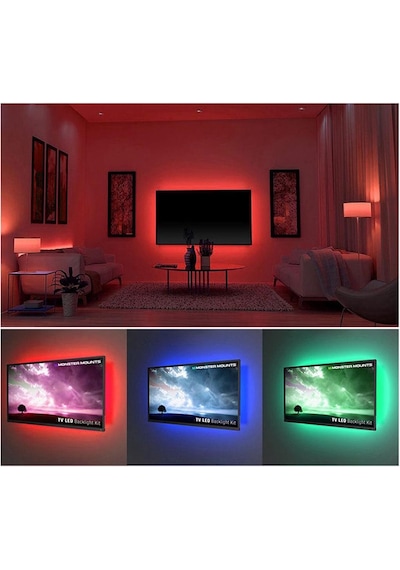 Sese Duyarlı Tv Arkası Rgb Şerit Led Kumandalı 2 Metre