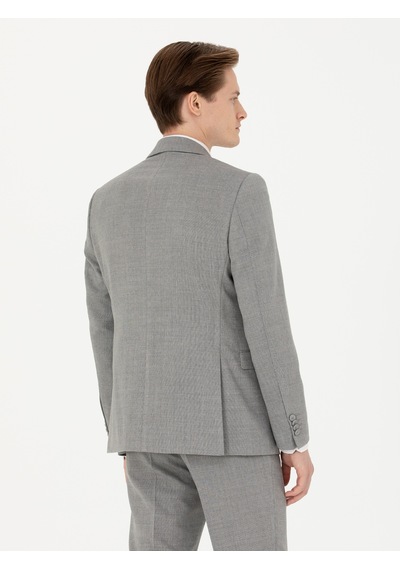 Cacharel Gri Slim Fit Yün Klasik Ceket