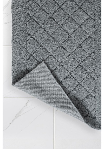 Lilly 2'li Pamuk Banyo Paspas Seti Yumuşak Dokulu Gri Yıkanabilir 60x100 + 60x50cm, Ll005g