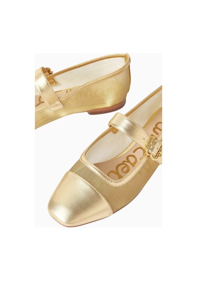 Sam Edelman Miranda Altın Metalik Deri-mesh, Kare Burun Tokalı Mary Jane Kadın Ayakkabı