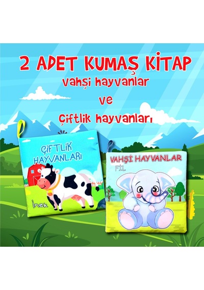 2 Kitap Tox Çiftlik Hayvanlar Ve Vahşi Hayvanlar Kumaş Sessiz Kit