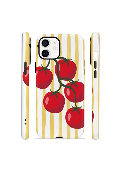 Apple iPhone Uyumlu 11 Vorian Çift Katmanlı Magsafe Kılıf Tomato Market Stripe