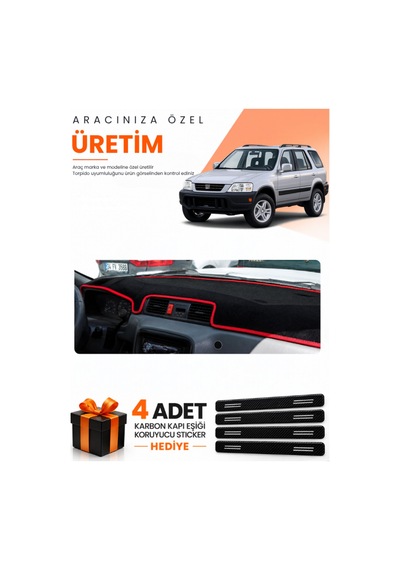 Honda Cr-v 1996-2001 Uyumlu Torpido Koruma Örtüsü Oto Kılıfı - Siyah Kırmızı
