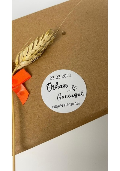 Nikah Nişan Kına Hatırası Yuvarlak Yapışkanlı Etiket 5x5 Cm 100 Adet