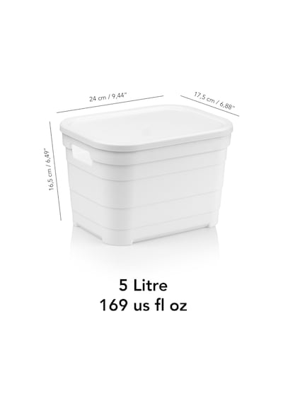 6 Adet Kapaklı Dekoratif Piramit Saklama Kutusu - Dolap Düzenleyici Organizer Kutu 5 Litre Beyaz Beyaz